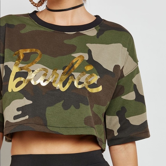 Missguided Tops - Missguided x Barbie Camo Crop Top